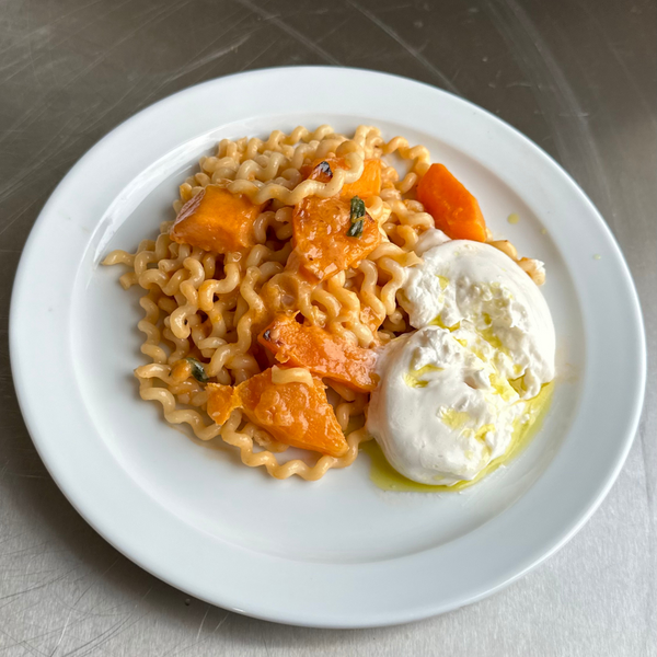 ROASTED BUTTERNUT SQUASH PASTA WITH CREMATTA & BURRELLA