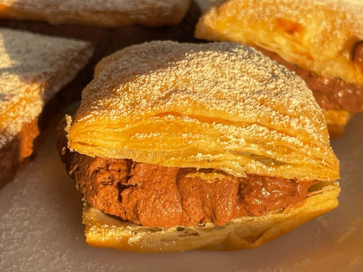 Puff Pastry Sandwiches with Crematta Chocolate & Coffee Mousse